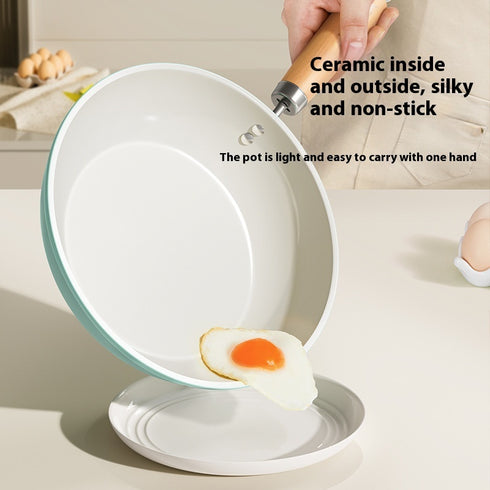 Autumn Wave Blue Ceramic Frying Pan Household Non-stick Pan